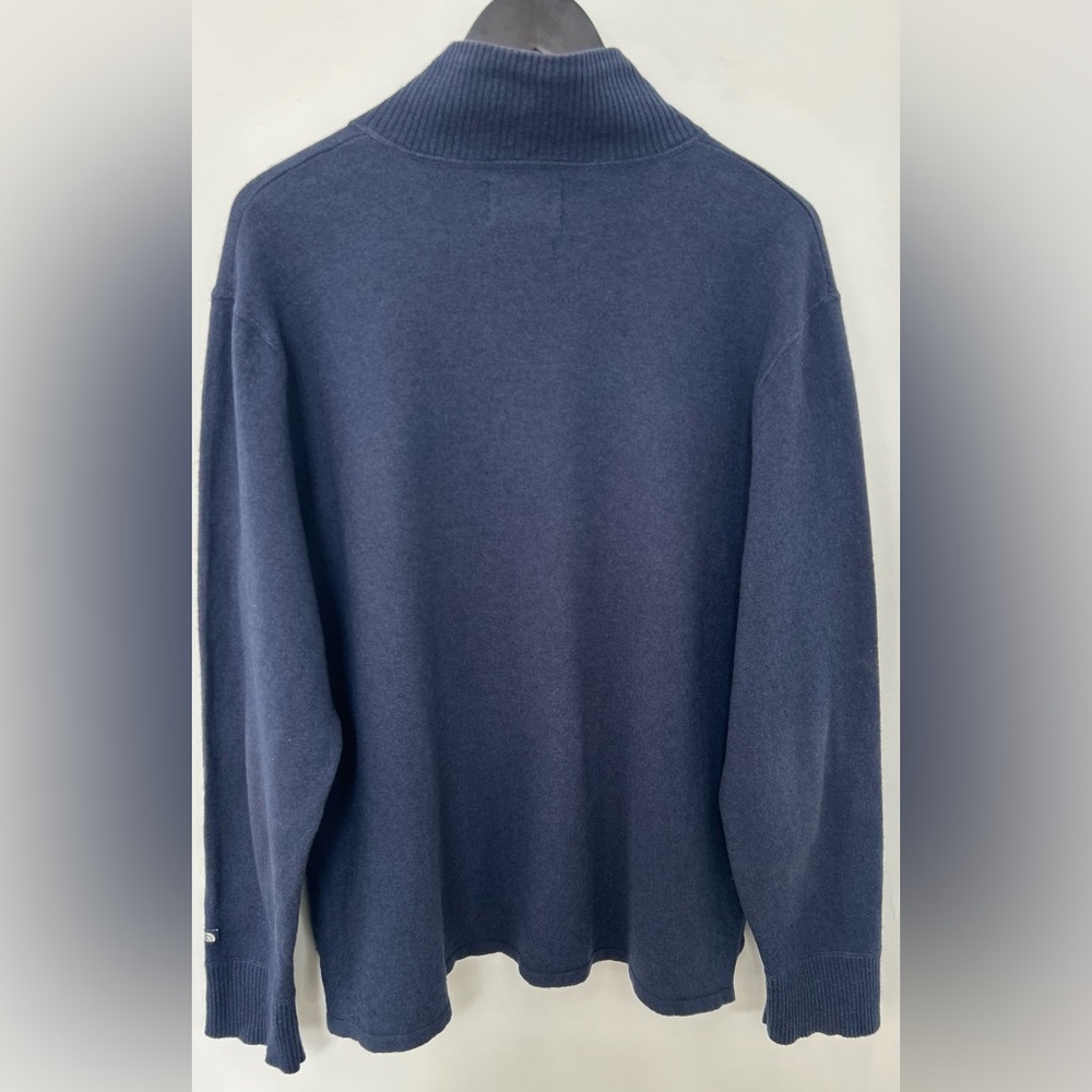 The North Face Men’s 1/4 Zip Sweater Large Navy Wool Blend Pullover - Picture 3 of 6